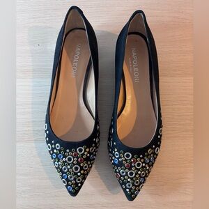 Napoleoni Black Embellished Flats